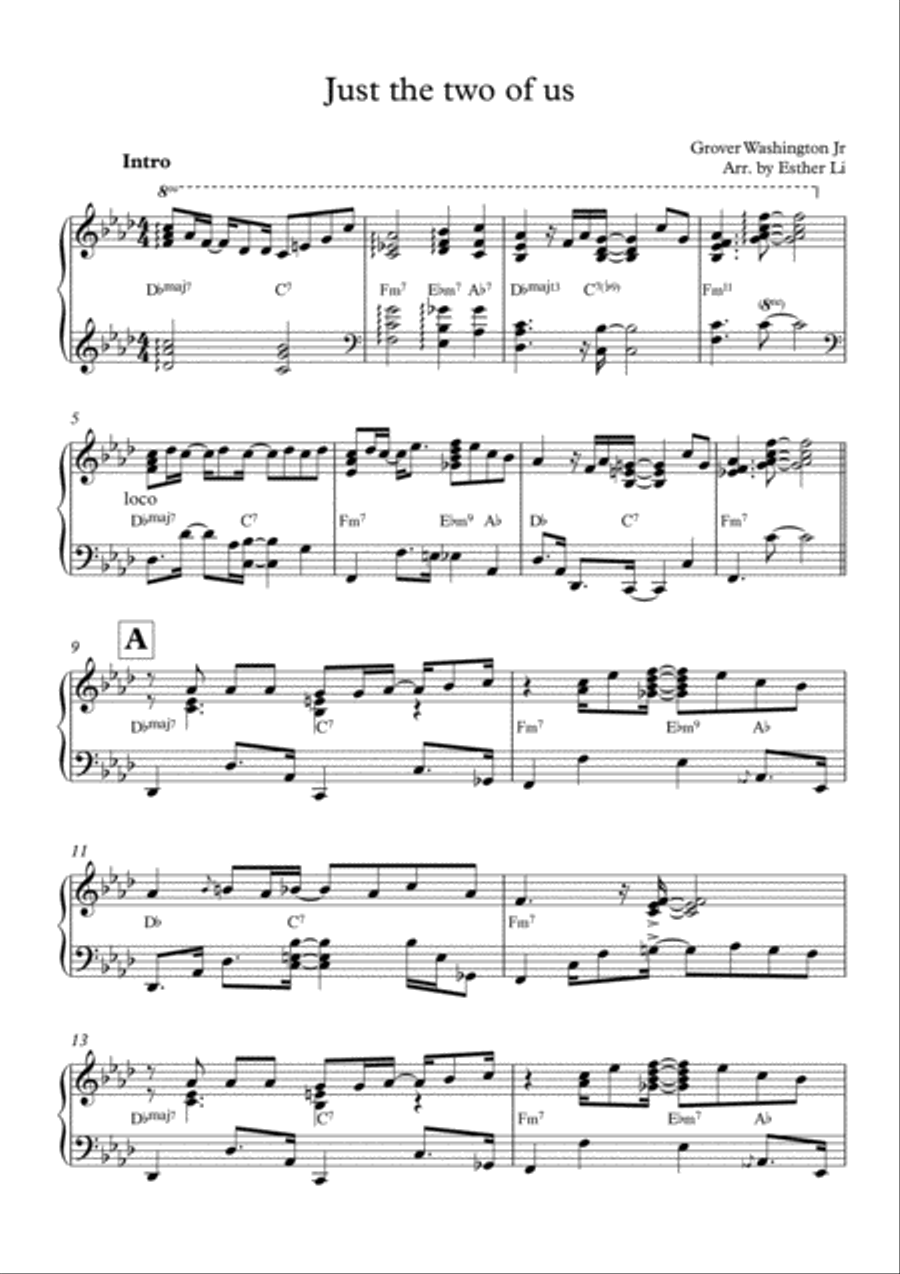 Just The Two Of Us Piano Solo scores gallery preview page 1