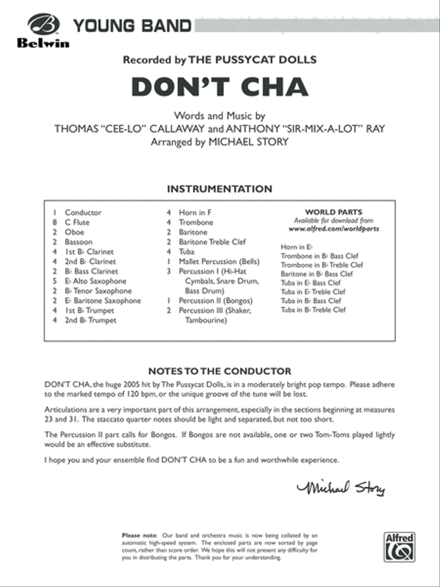 Don't Cha (recorded by The Pussycat Dolls): Score Concert Band scores gallery preview page 1