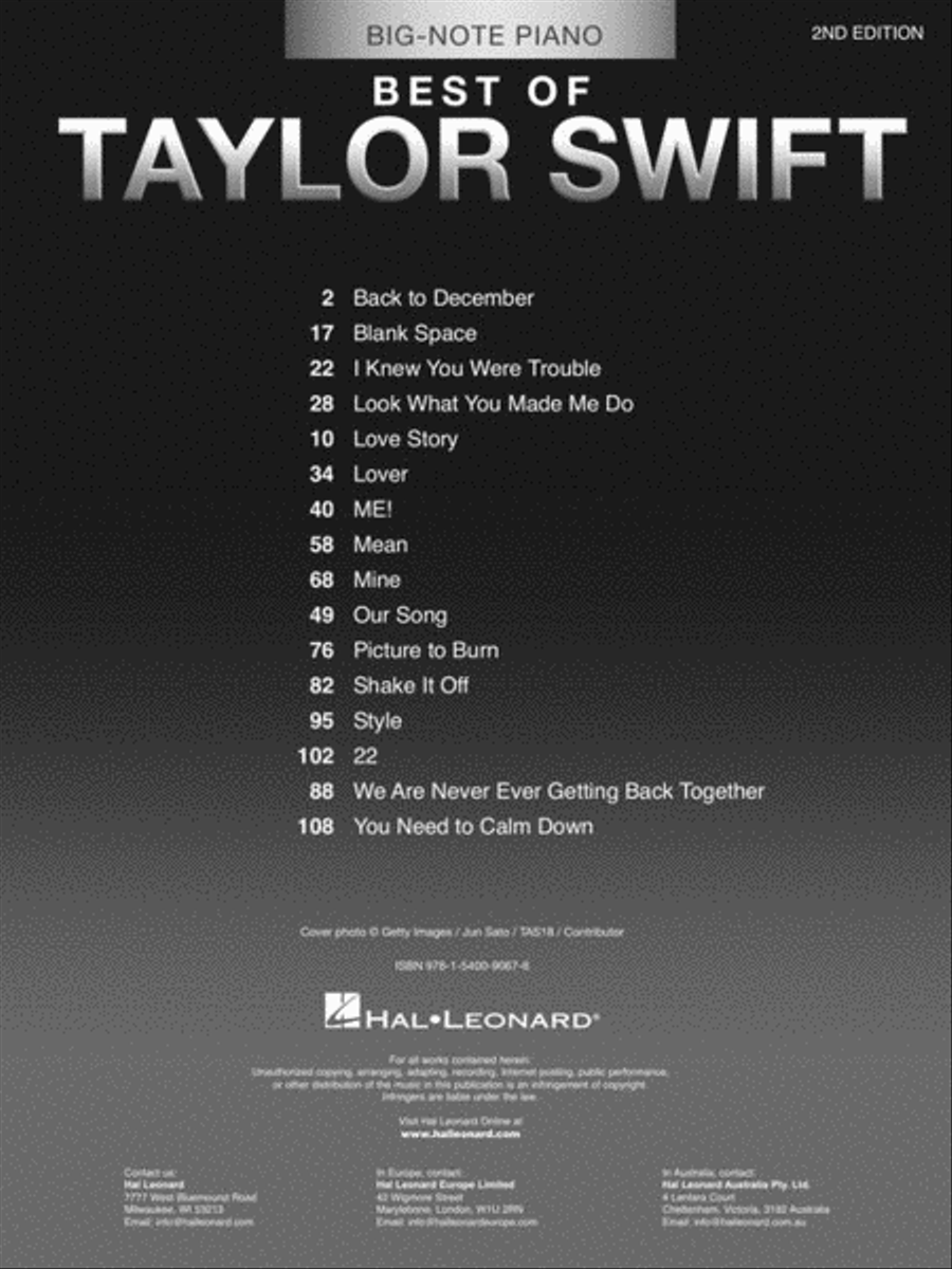 Best of Taylor Swift – 2nd Edition Easy Piano scores gallery preview page 4