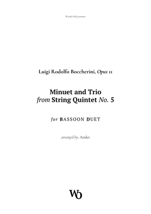 Book cover for Minuet by Boccherini for Bassoon Duet