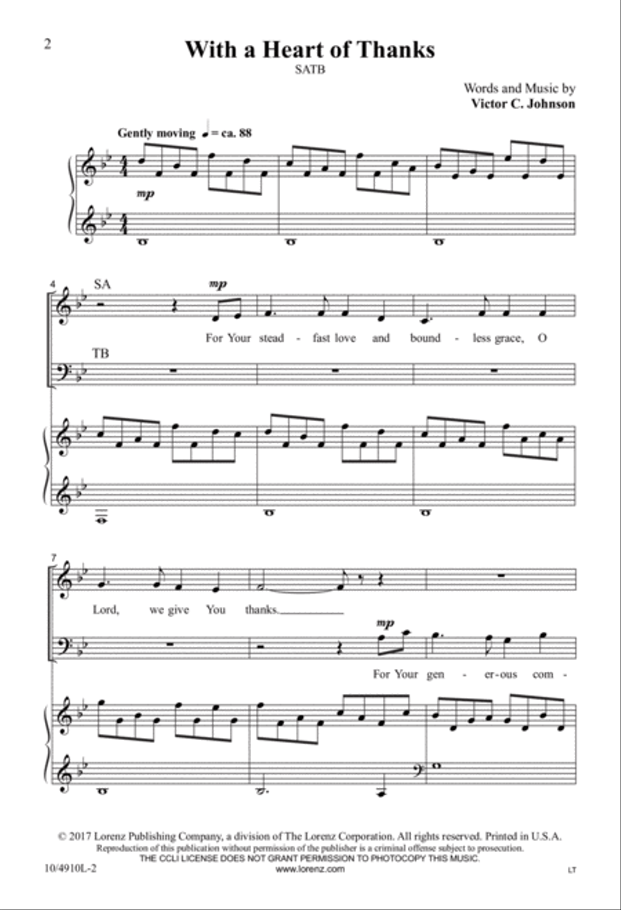 With a Heart of Thanks 4-Part scores gallery preview page 2