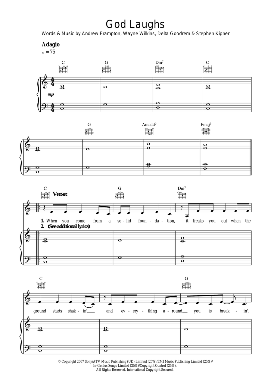 God Laughs Piano, Vocal scores gallery preview page 1