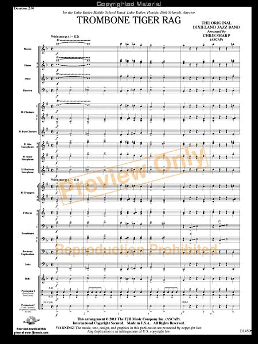 Trombone Tiger Rag Trombone Tiger Rag Concert Band scores gallery preview page 2