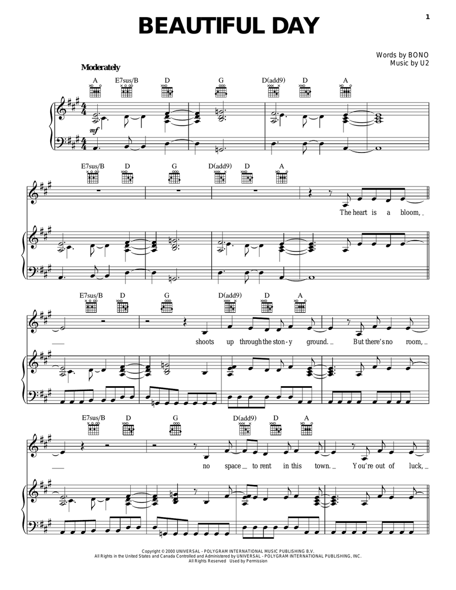 Beautiful Day Acoustic Guitar scores gallery preview page 1