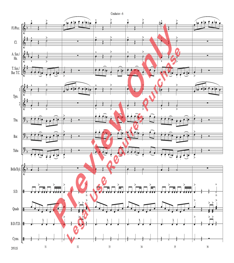 Wipe Out Wipe Out Marching Band scores gallery preview page 6