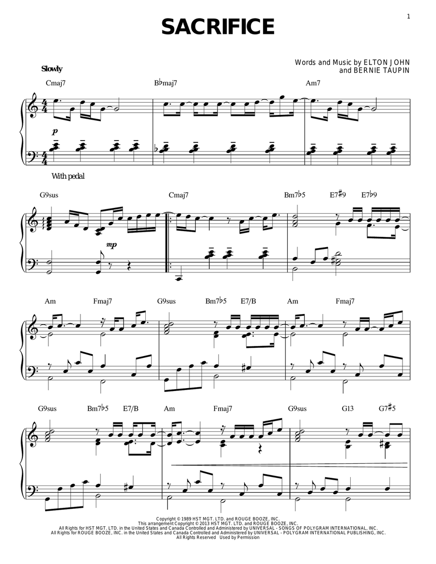 Sacrifice [Jazz version] (arr. Brent Edstrom) Piano Solo scores gallery preview page 1