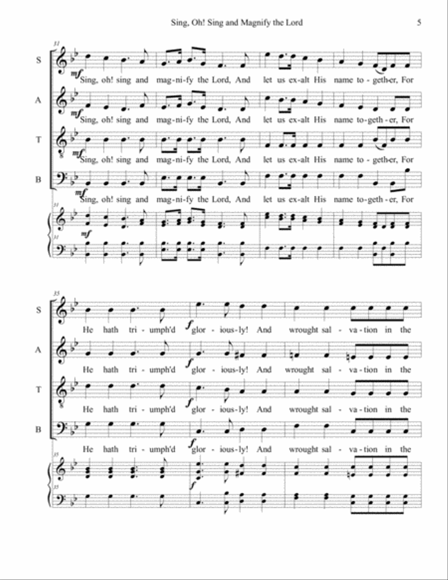 Sing, Oh! Sing and Magnify the Lord 4-Part scores gallery preview page 5