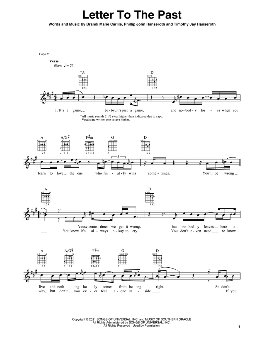 Letter To The Past Acoustic Guitar scores gallery preview page 1