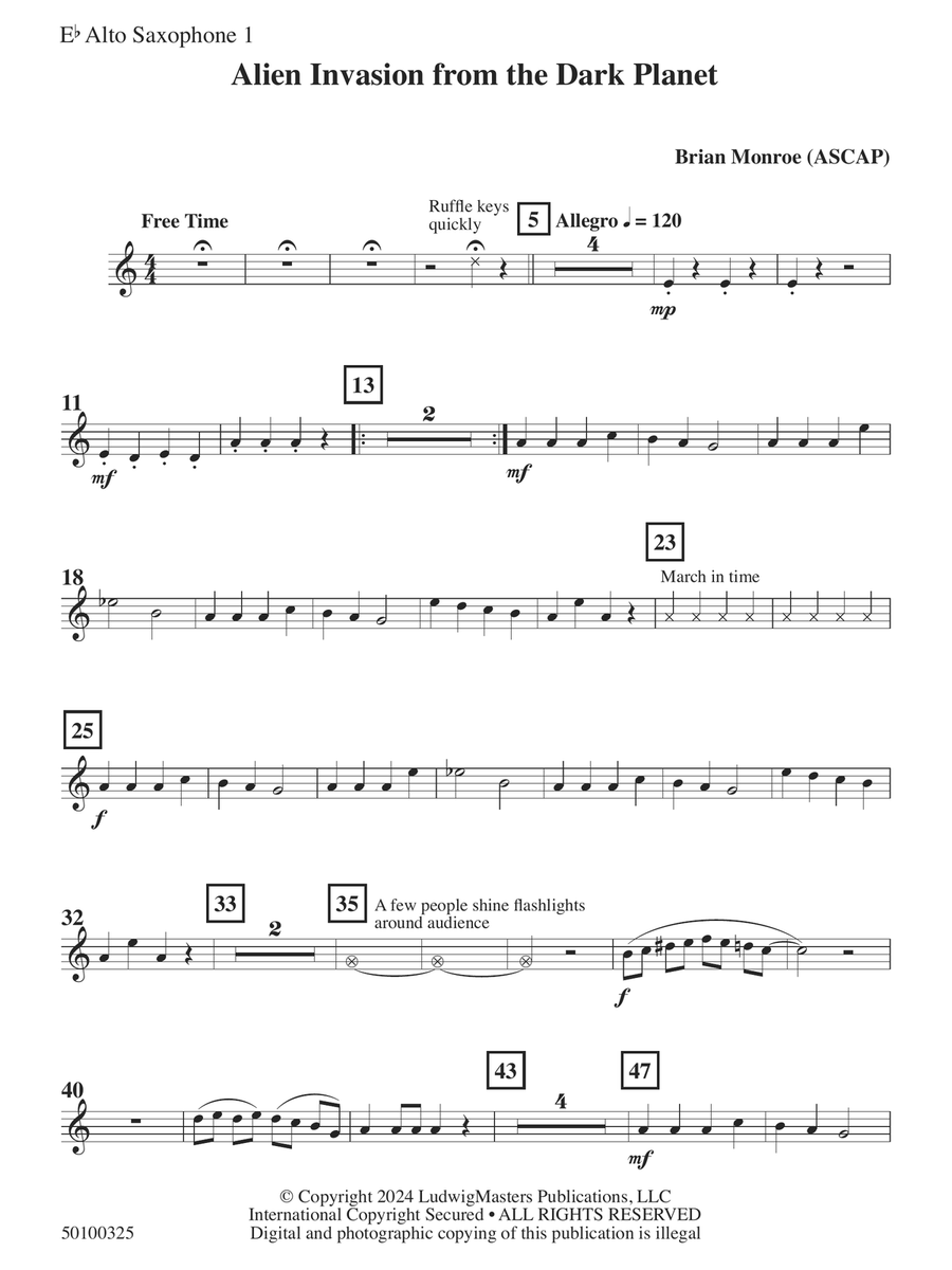 Alien Invasion From The Dark Planet - Alto Saxophone 1 Concert Band scores gallery preview page 1