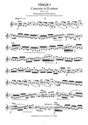 Bach - Concerto in D minor BWV 1052 for String Quartet - Complete Parts