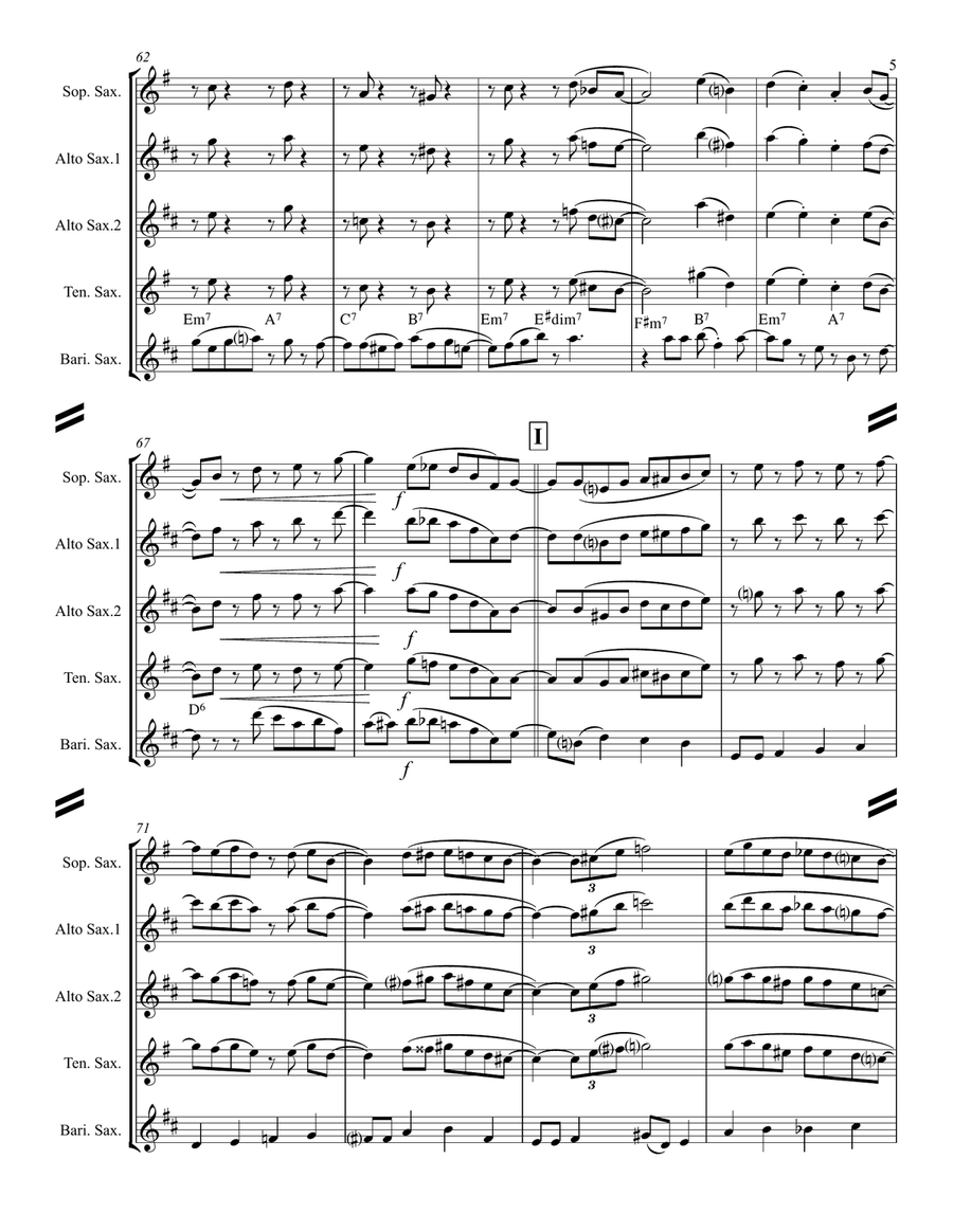 Love Is Here To Stay Saxophone Quartet scores gallery preview page 6