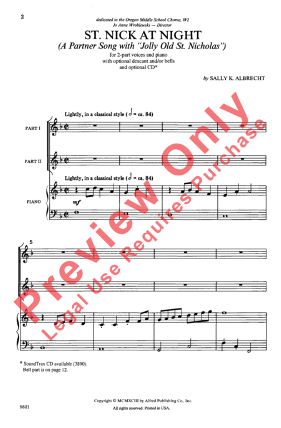 St. Nick at Night (Jolly Old St. Nicholas) 2-Part scores gallery preview page 2
