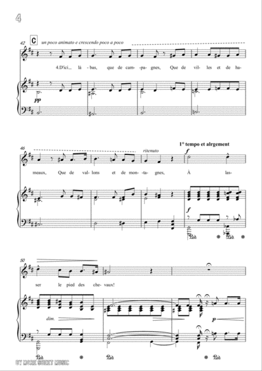 Berlioz-L'absence in D Major,for voice and piano Voice Solo scores gallery preview page 6