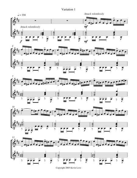 Variations on a Theme by Sor (Violin and Guitar) - Score and Parts image number null