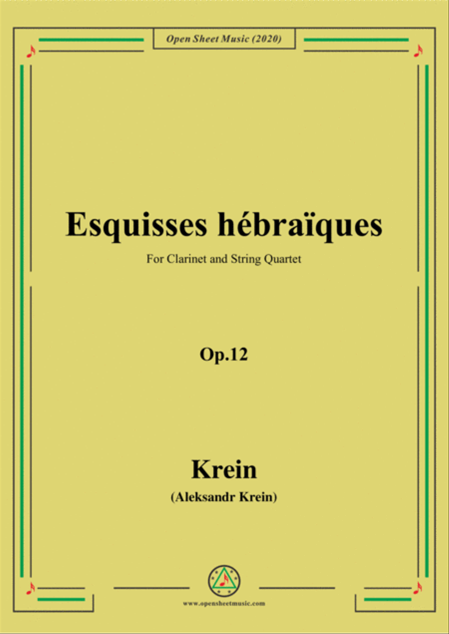 Krein-Esquisses hébraïques,Op.12,for Clarinet and String Quartet Clarinet scores gallery preview page 1