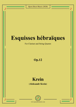 Book cover for Krein-Esquisses hébraïques,Op.12,for Clarinet and String Quartet