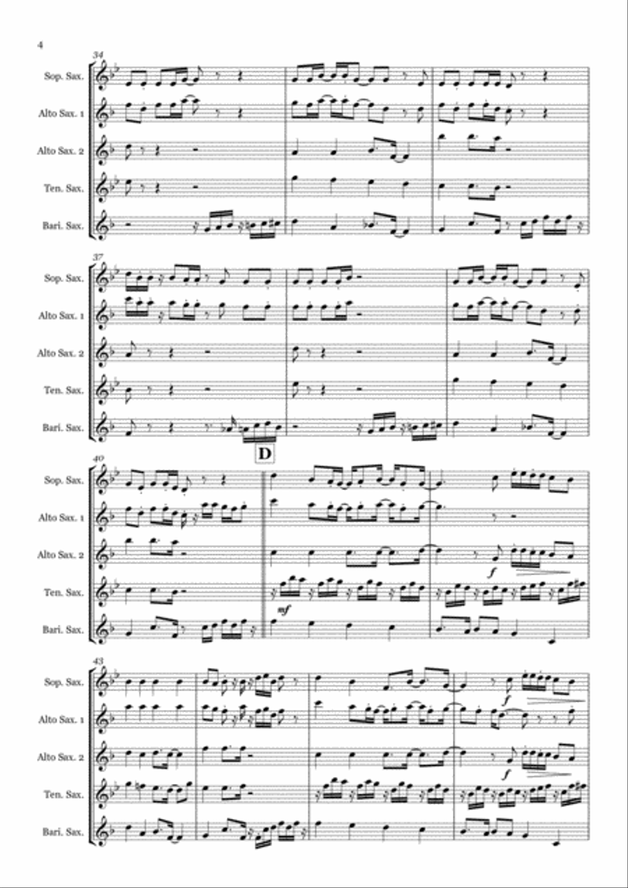 I Want You Back Saxophone Quintet scores gallery preview page 4