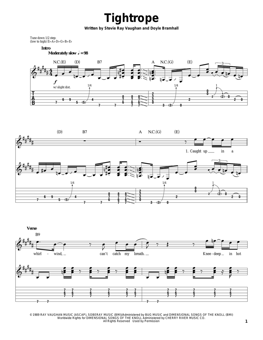 Tightrope Acoustic Guitar scores gallery preview page 1