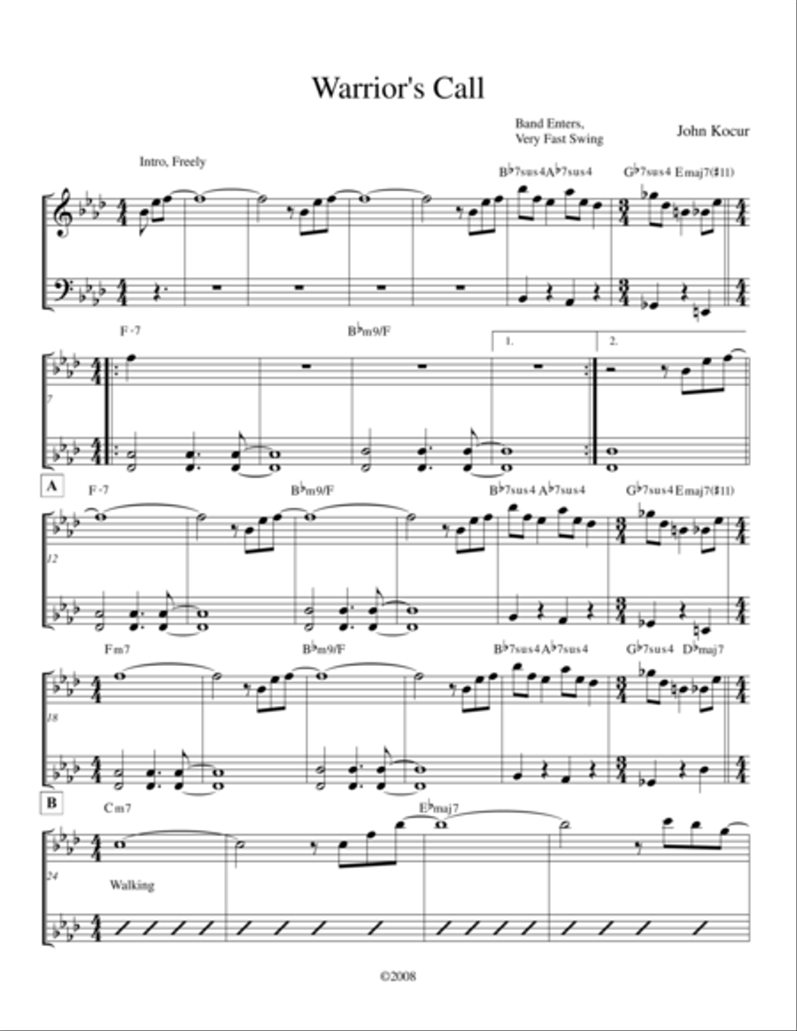 Warrior's Call Jazz Ensemble scores gallery preview page 1