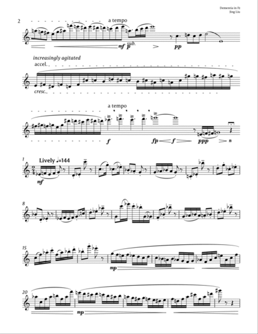 Dementia in F-sharp for solo flute Flute Solo scores gallery preview page 2