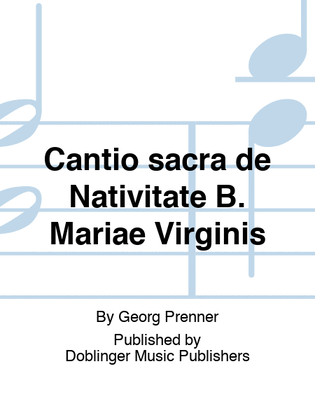 Book cover for Cantio sacra de Nativitate B. Mariae Virginis