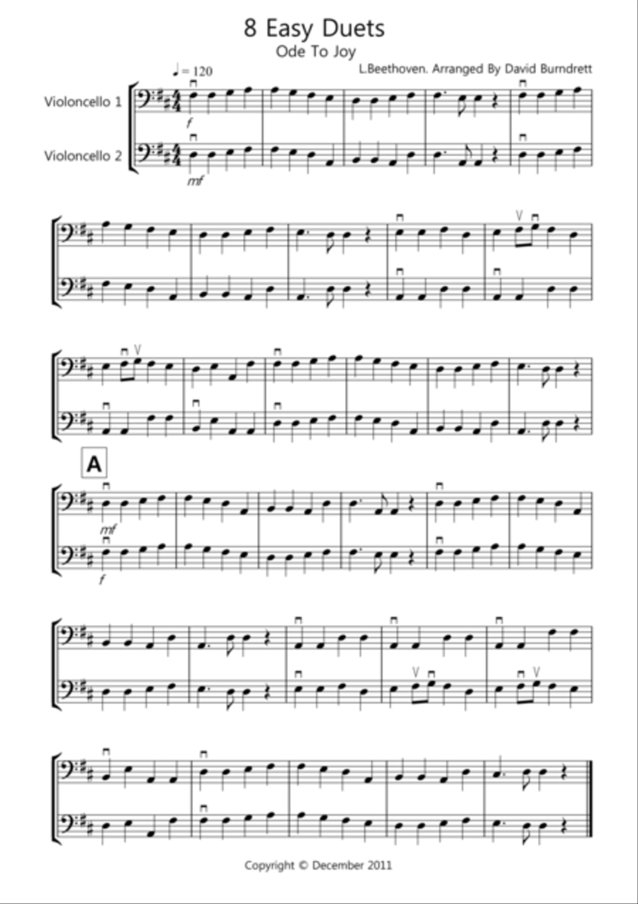 8 Easy Duets for Cello String Duet scores gallery preview page 1