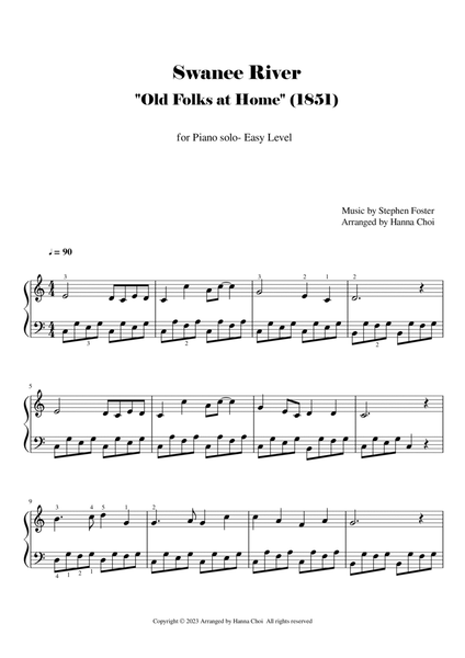 Swanee River (Old Folks at Home) / For Piano Solo - Easy Level image number null