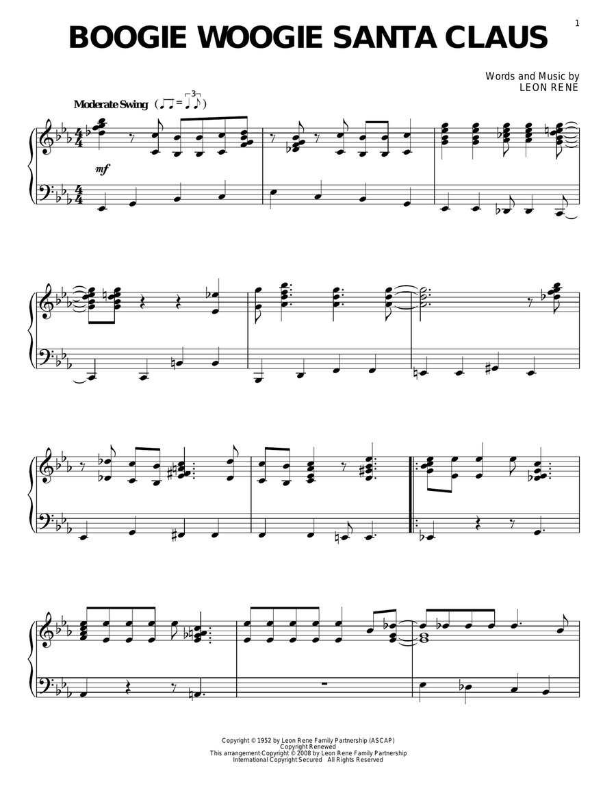 Boogie Woogie Santa Claus Piano Solo scores gallery preview page 1