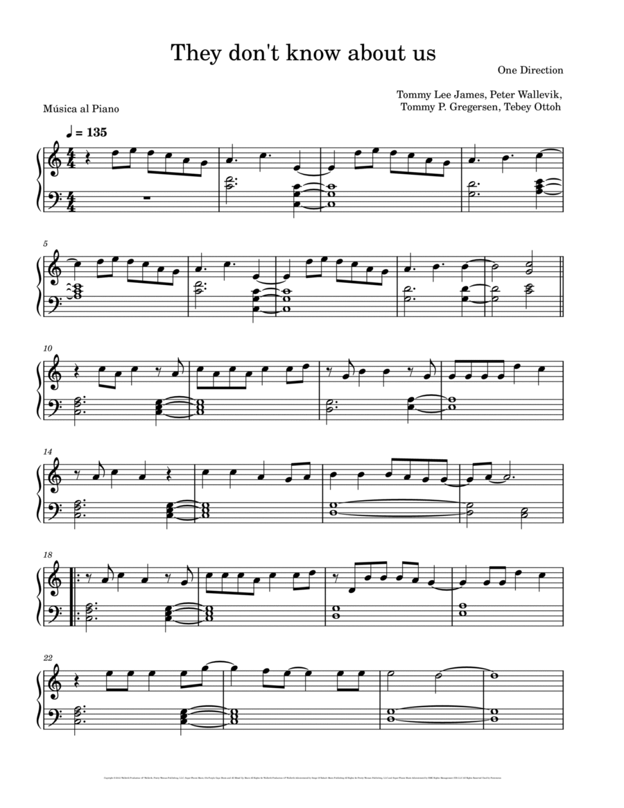 They Don't Know About Us Piano Solo scores gallery preview page 1