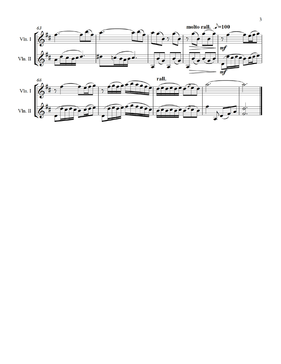 Flower Duet from Lakme by Delibes arranged for two violins String Duet scores gallery preview page 3