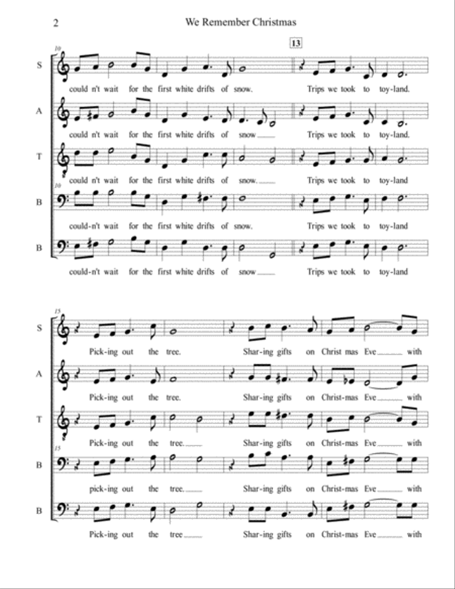 We Remember Christmas - SATBB acapella A Cappella scores gallery preview page 2
