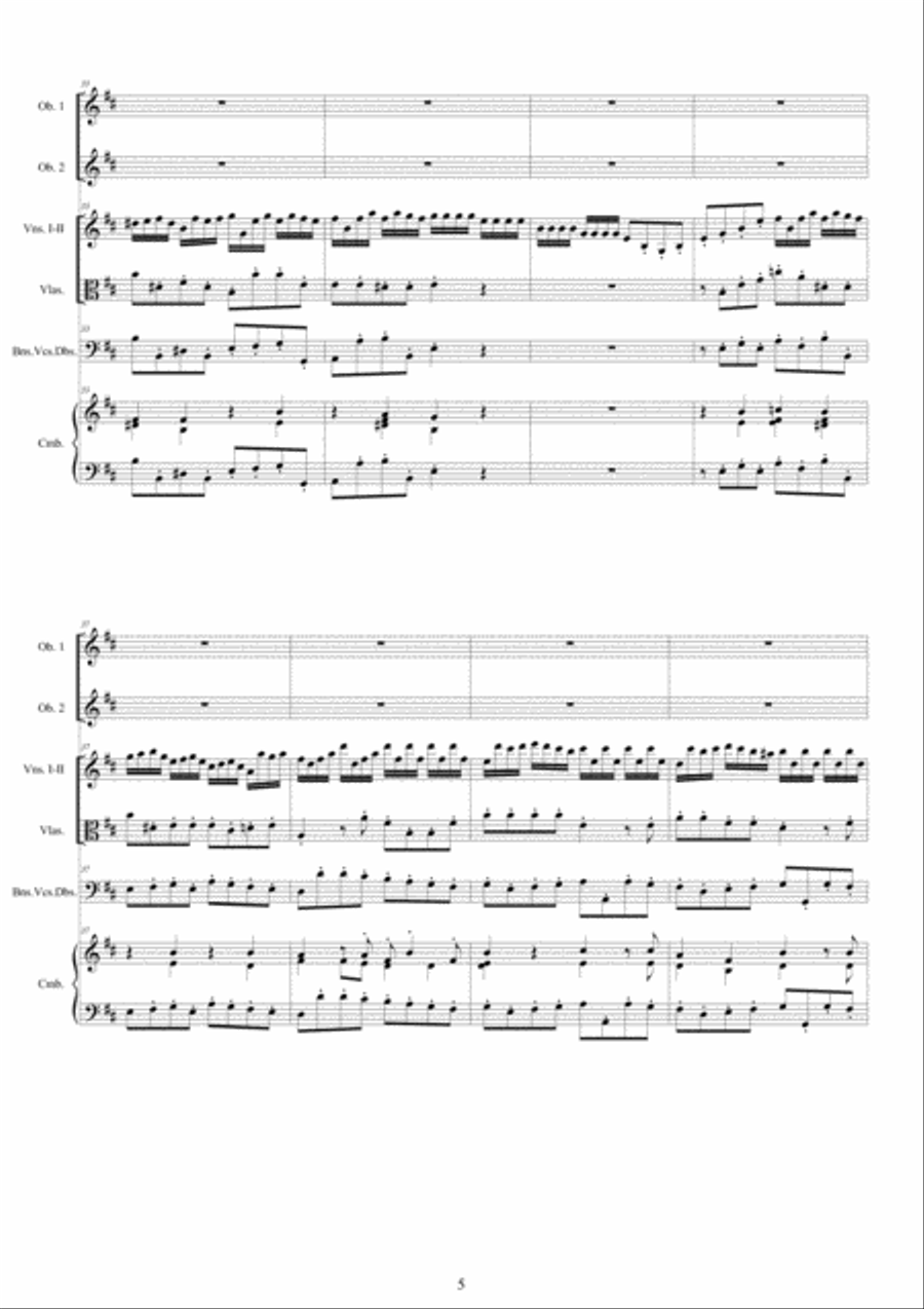 Handel - Concerto Grosso in D major No.6 Op.3 HWV 317 for Winds, Strings and Cembalo - Score and Par Chamber Orchestra scores gallery preview page 5