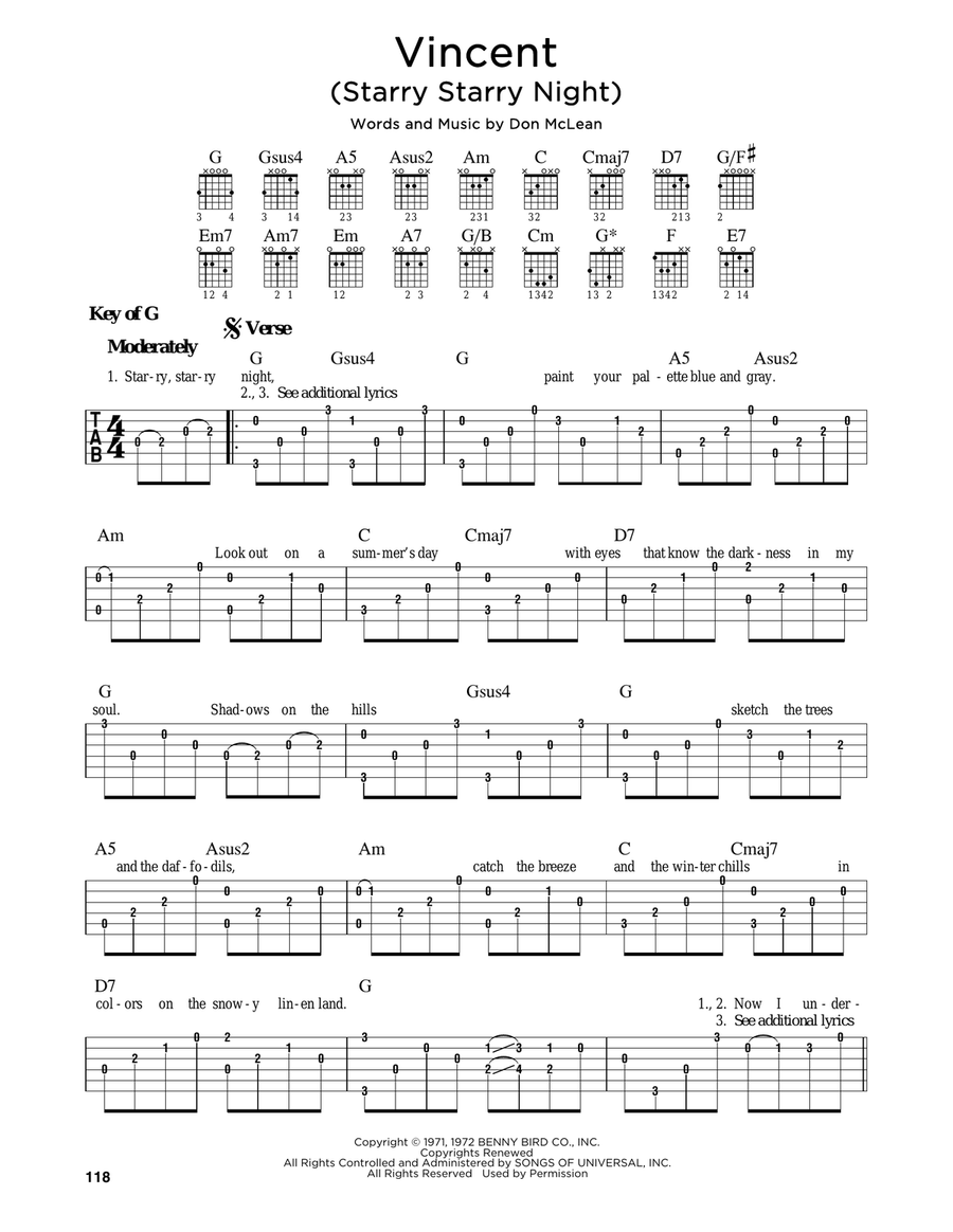 Vincent (Starry Starry Night) Guitar scores gallery preview page 1
