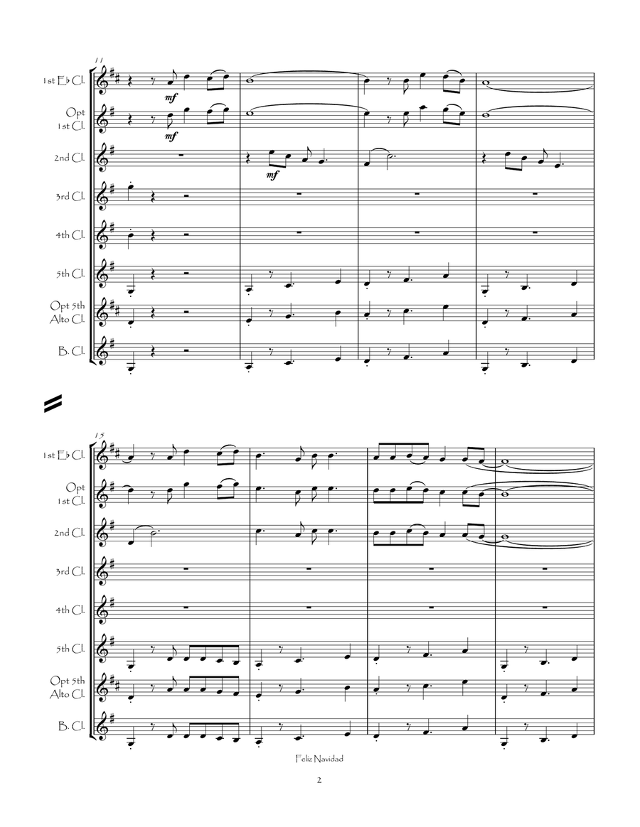 Feliz Navidad Feliz Navidad Clarinet Choir scores gallery preview page 4