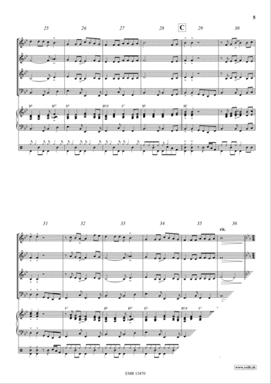 Shell' Be Coming Round The Mountain Woodwind Quartet scores gallery preview page 5