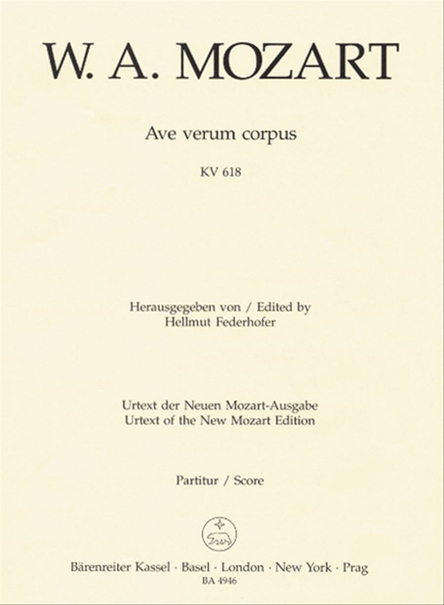 Ave verum corpus KV 618 Ave verum corpus KV 618 4-Part scores gallery preview page 1