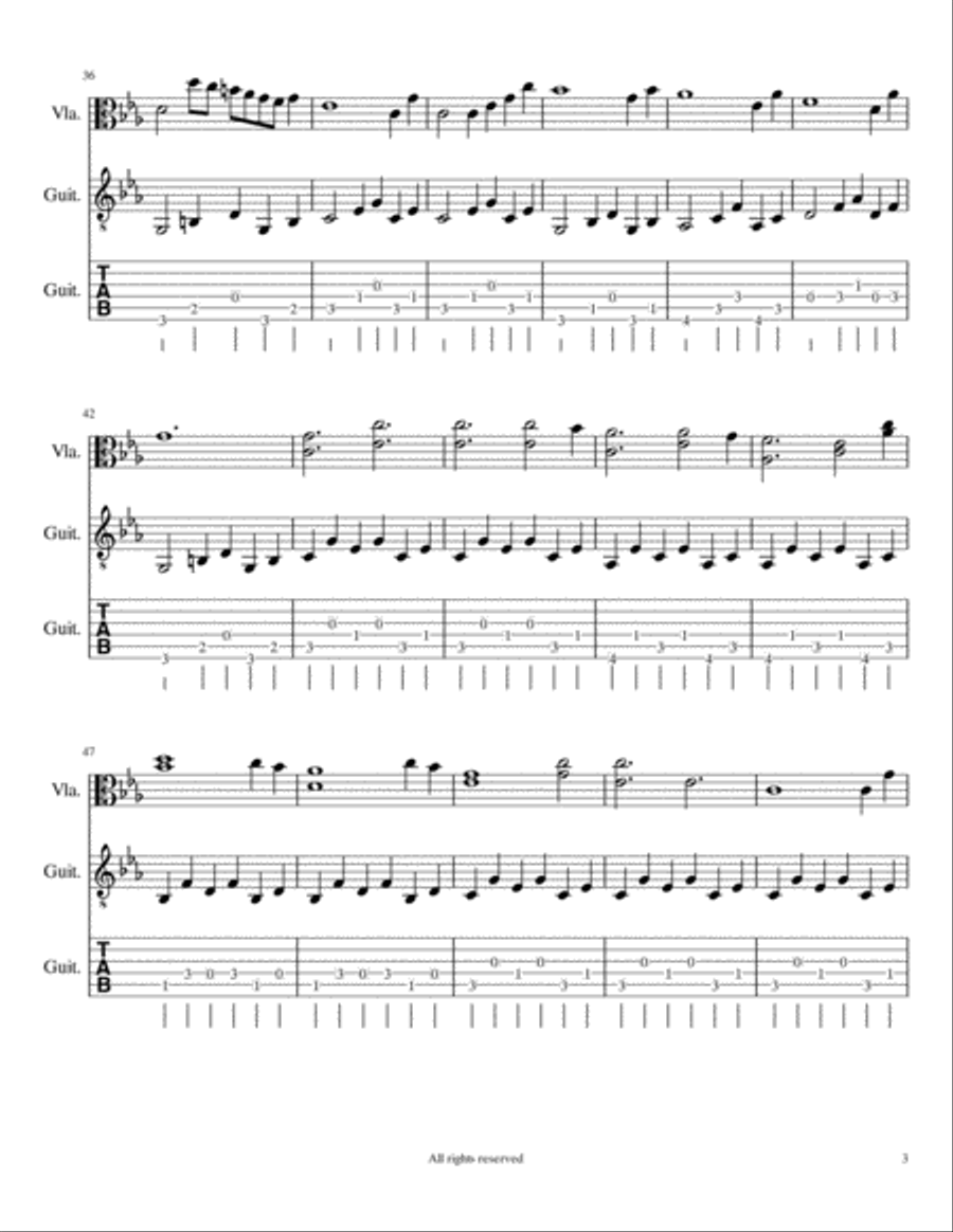 Nocturne #26 by: Ronald J. Karle for Viola and Guitar String Duet scores gallery preview page 4