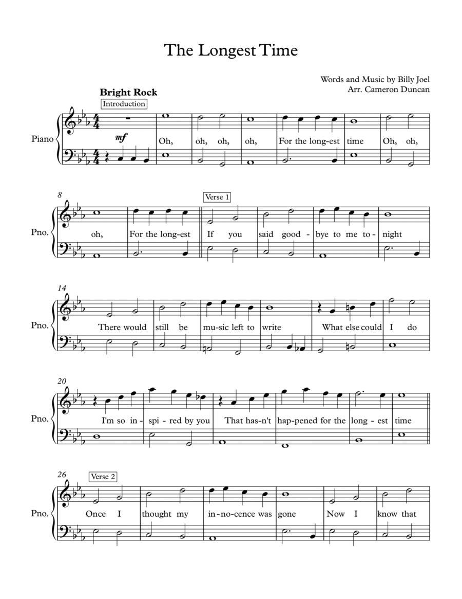 The Longest Time Voice scores gallery preview page 1