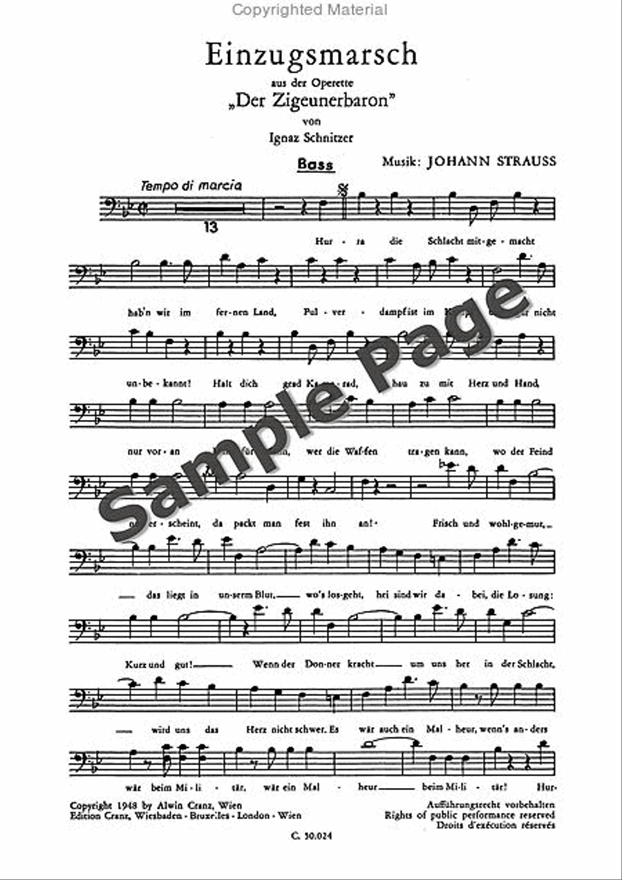 Strauss J Einzugsmarsch A.zigeunerbaron 4-Part scores gallery preview page 2