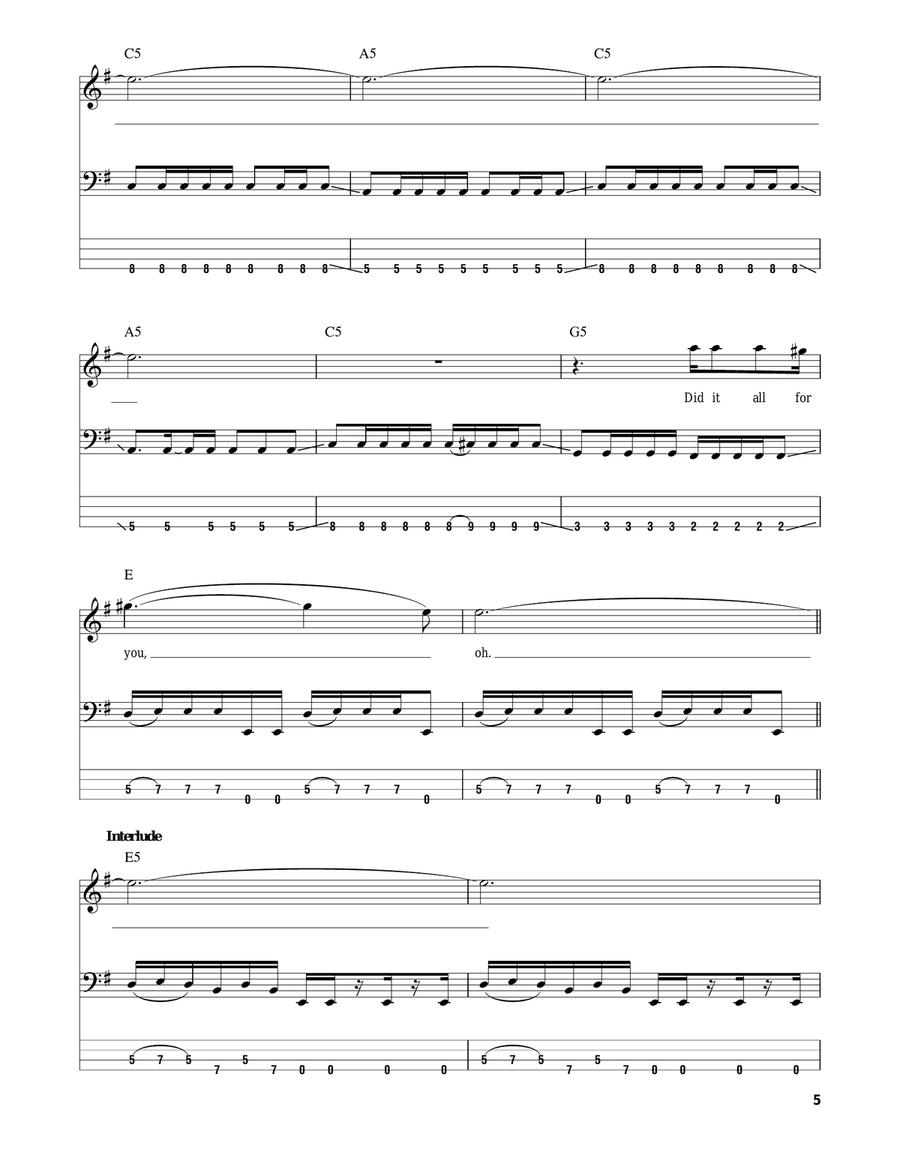 Judith Bass Guitar Tablature scores gallery preview page 5