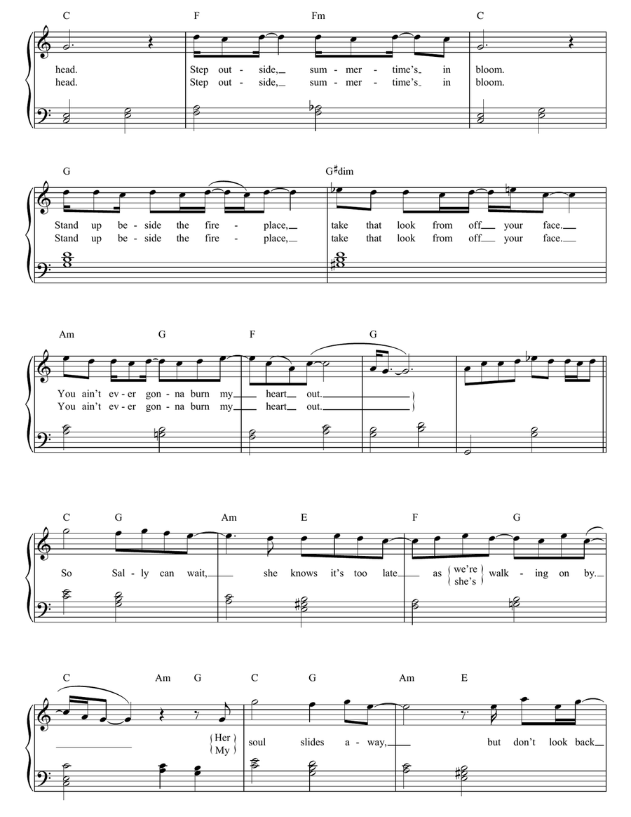Don't Look Back In Anger Piano Solo scores gallery preview page 2