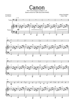 "Canon" by Pachelbel - EASY version for TUBA SOLO with PIANO