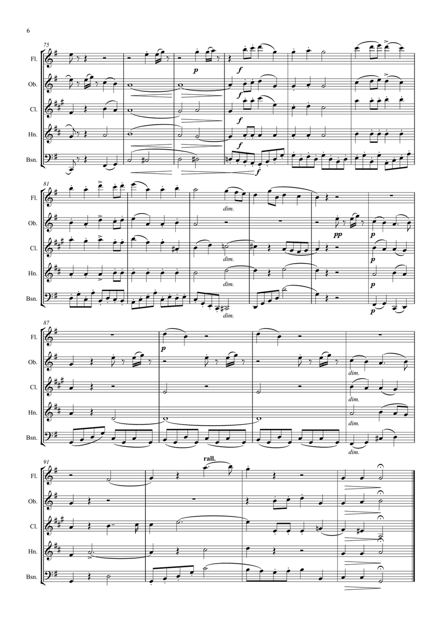 Elgar: Four Dances for Wind Quintet - wind quintet Woodwind Quintet scores gallery preview page 6