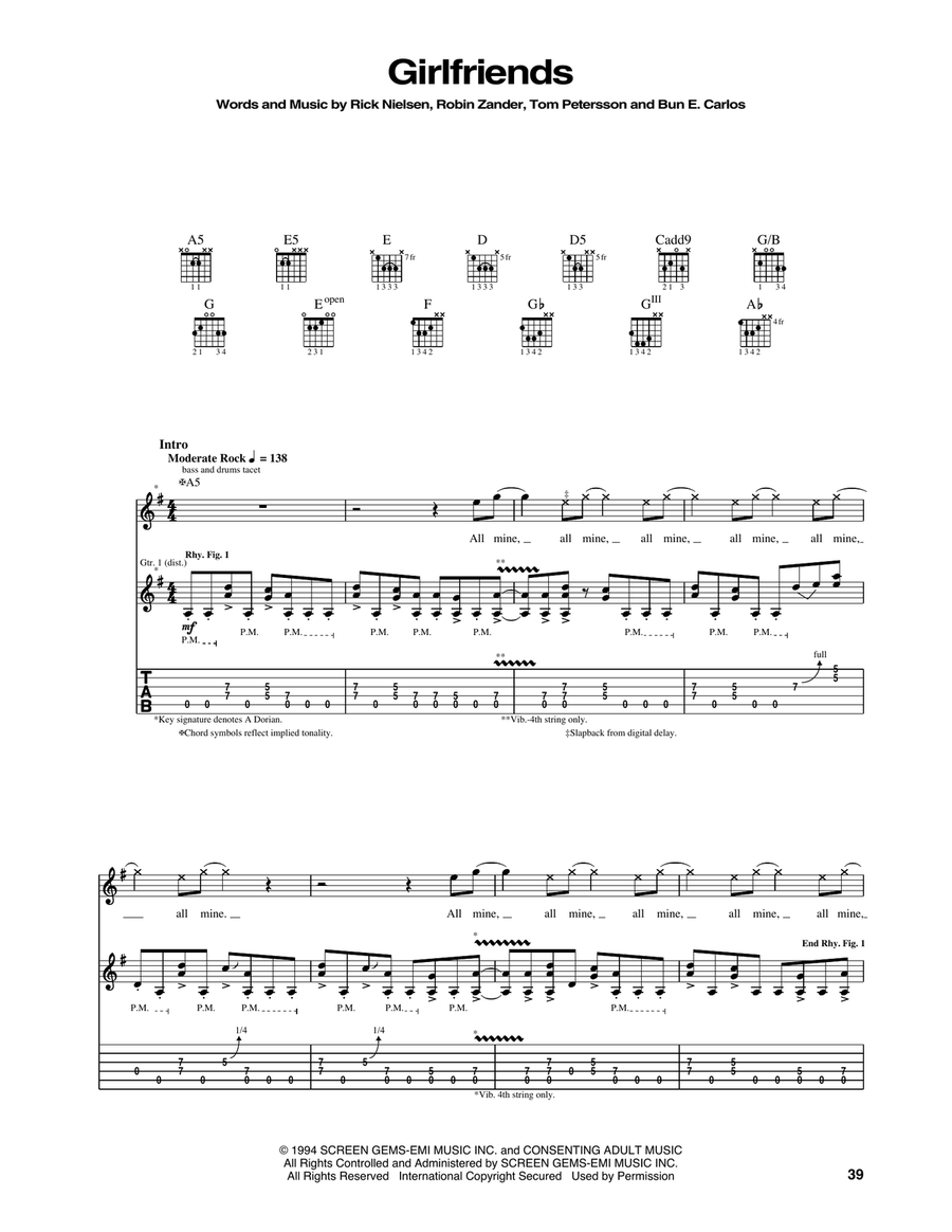 Girlfriends Girlfriends Acoustic Guitar scores gallery preview page 1