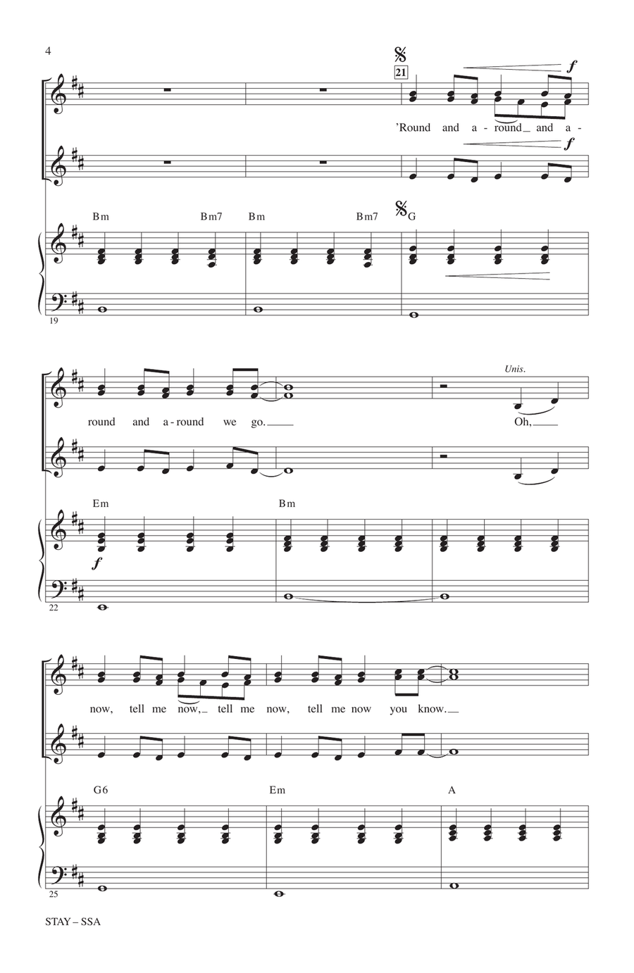 Stay (arr. Mark Brymer) SSA scores gallery preview page 3