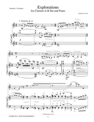 Explorations for Clarinet and Piano [Score and Part]