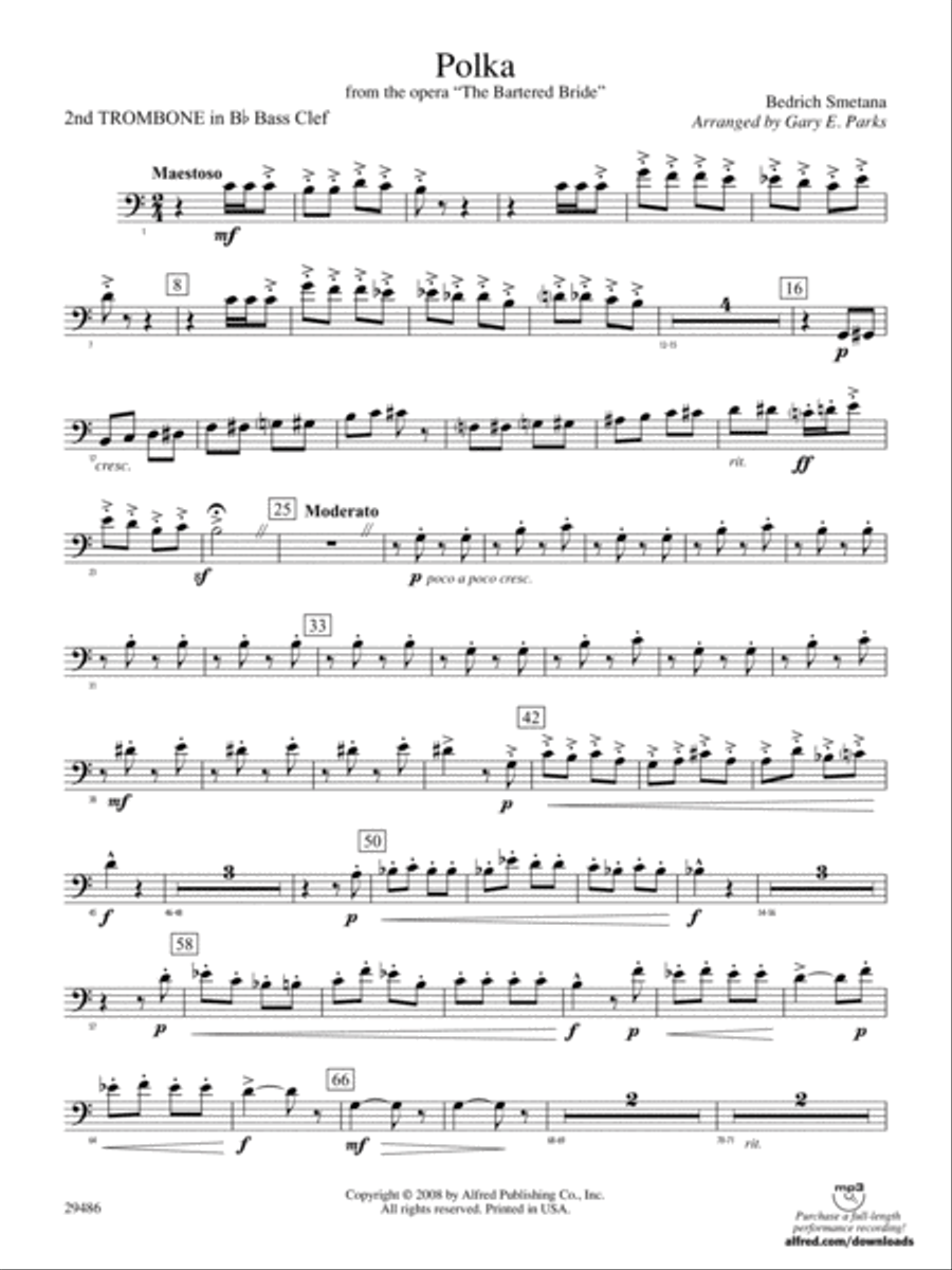 Polka from The Bartered Bride: (World Part) 2nd B-flat Trombone B.C. Concert Band scores gallery preview page 1