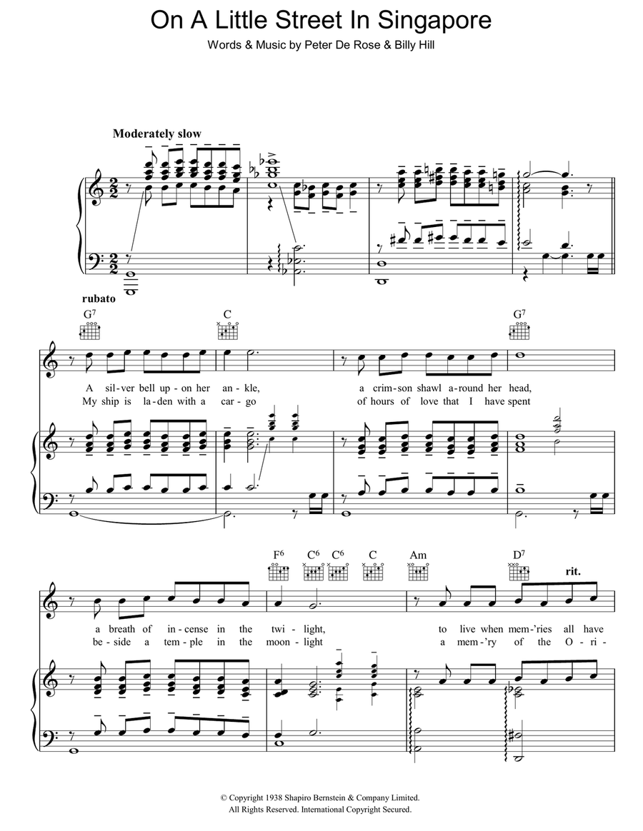 On A Little Street In Singapore Guitar scores gallery preview page 1