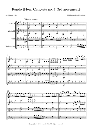 Mozart Rondo from Horn Concerto no. 4 for string quartet