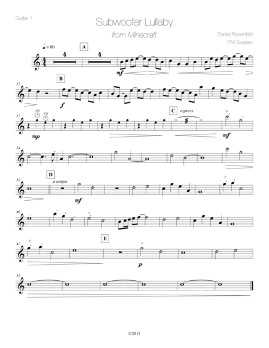 Subwoofer Lullaby Subwoofer Lullaby Guitar Ensemble scores gallery preview page 4